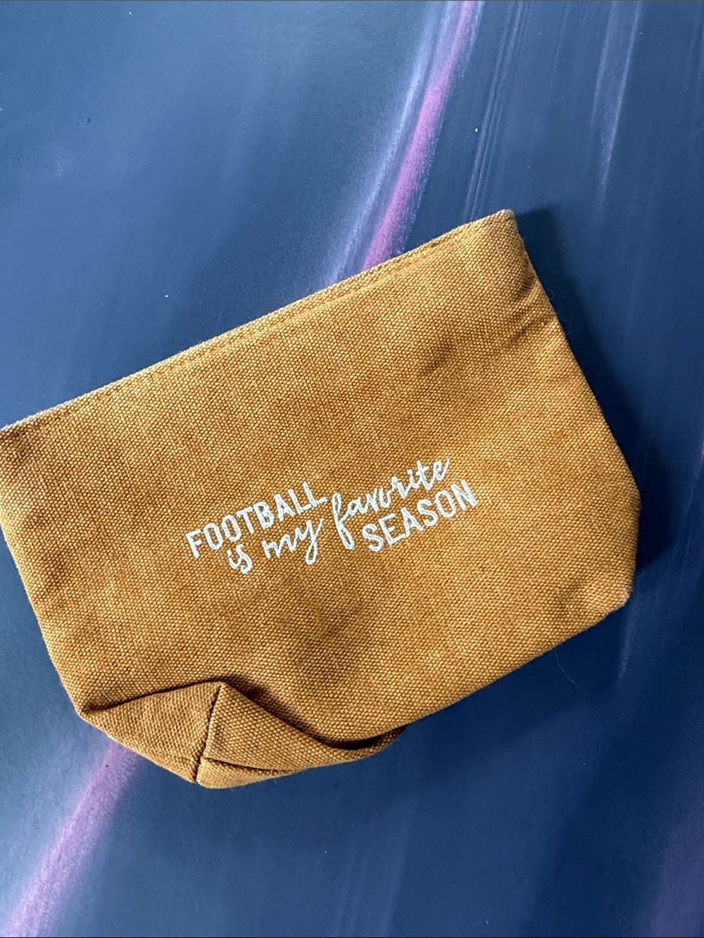 Football Is My Favorite Season Canvas Pouch - Brown